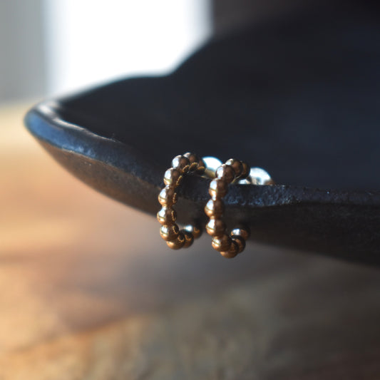 Gold-filled Bead Pattern Tiny Hoops