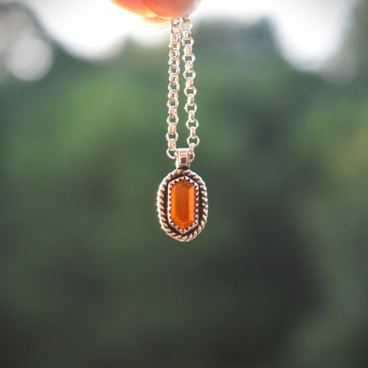 Fire Opal Tablet Necklace