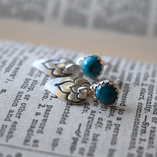 Flourish Hand Stamped Earrings (turquoise)