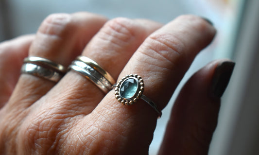 Aqua Blue Kyanite Ring - size 7.5