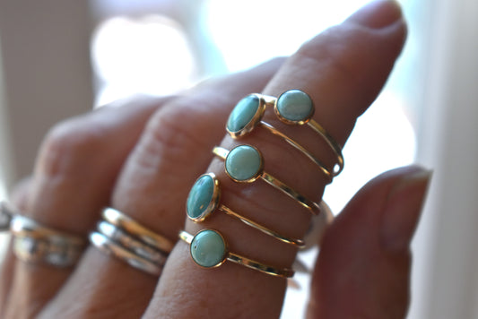 Tiny Turquoise Gold-Filled Rings