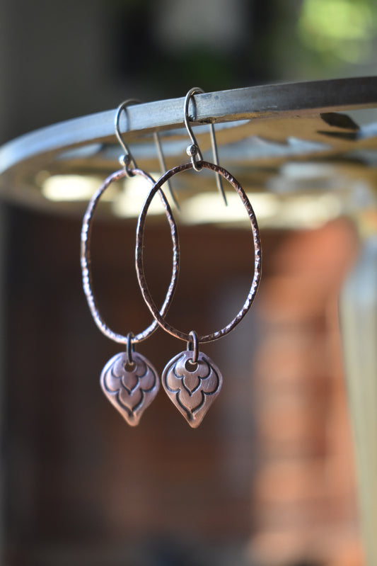Copper Stamped Hoop Earrings