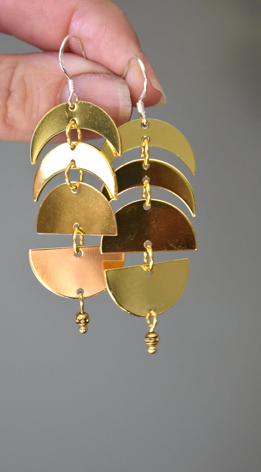 Modern Brass Earrings - Crescent Stack