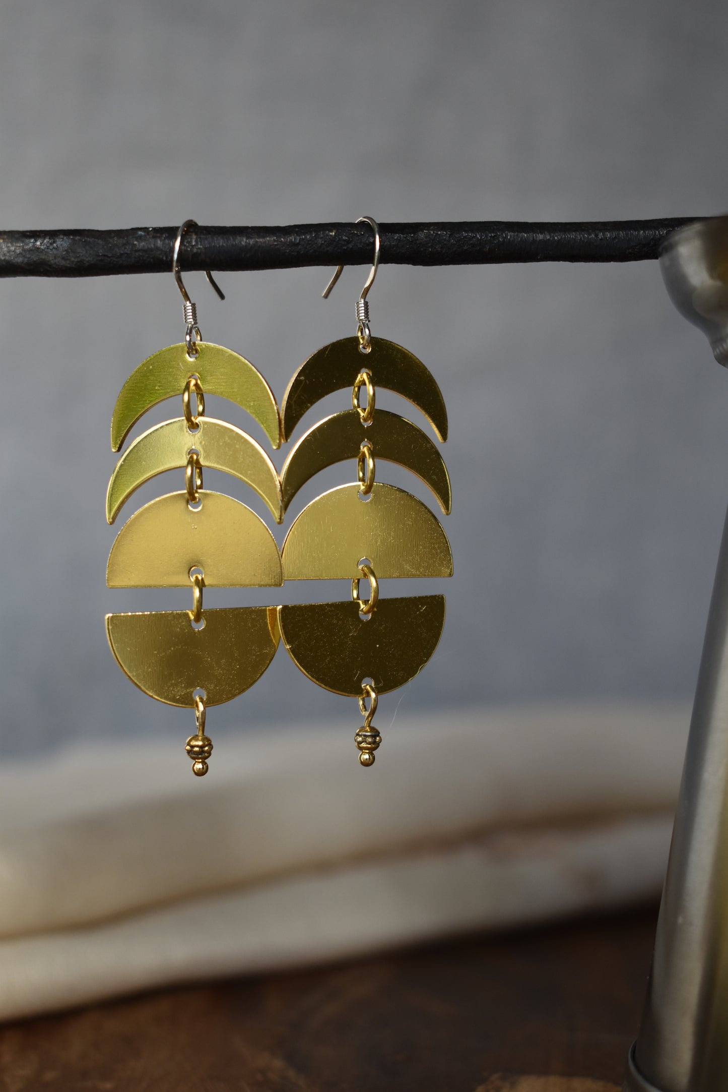 Modern Brass Earrings - Crescent Stack
