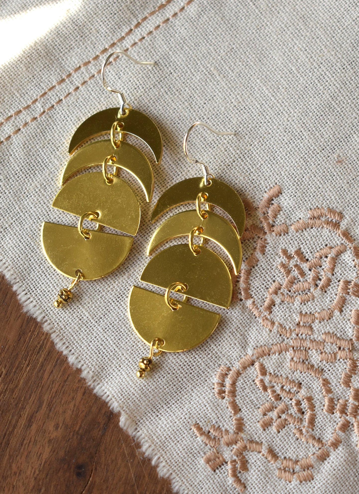 Modern Brass Earrings - Crescent Stack