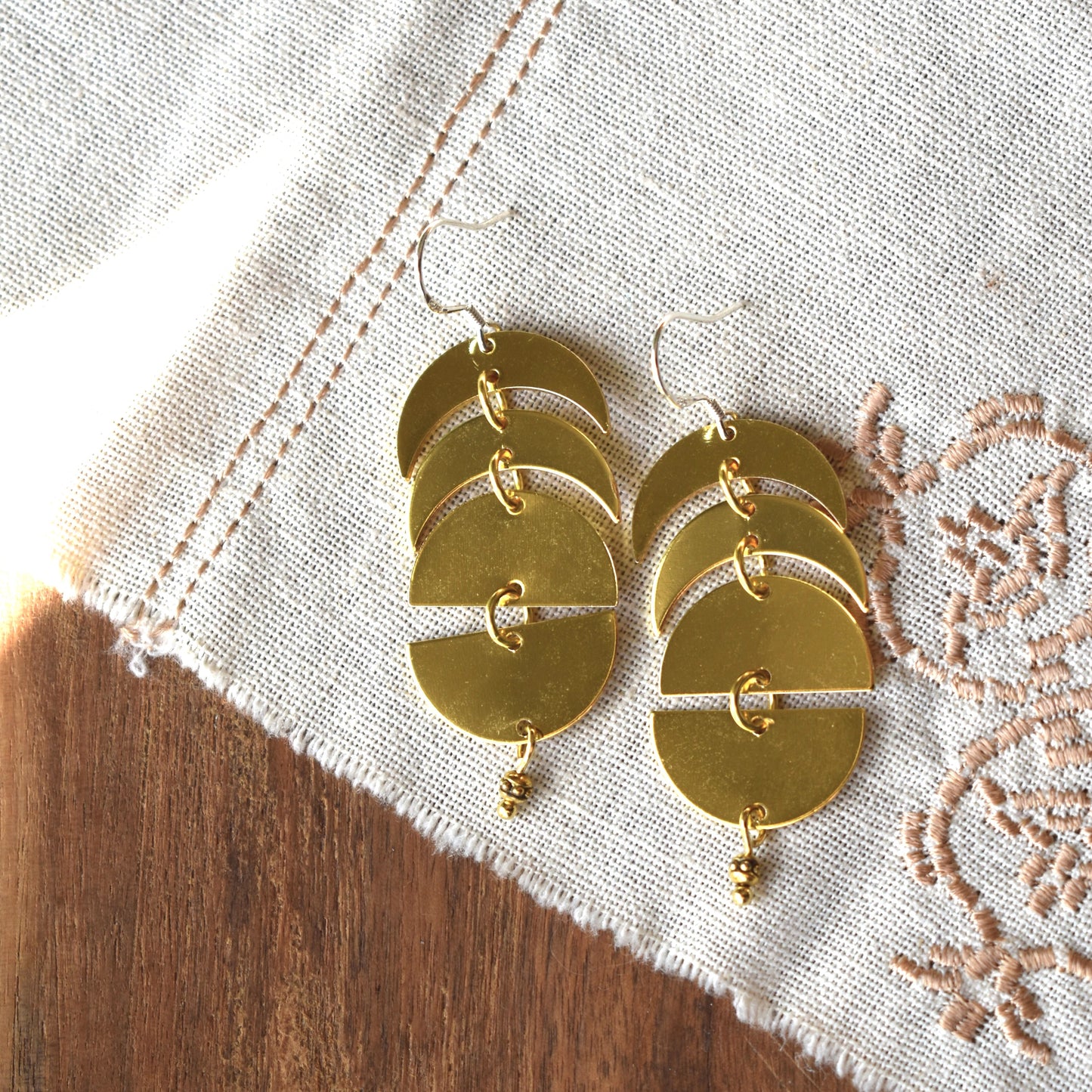 Modern Brass Earrings - Crescent Stack