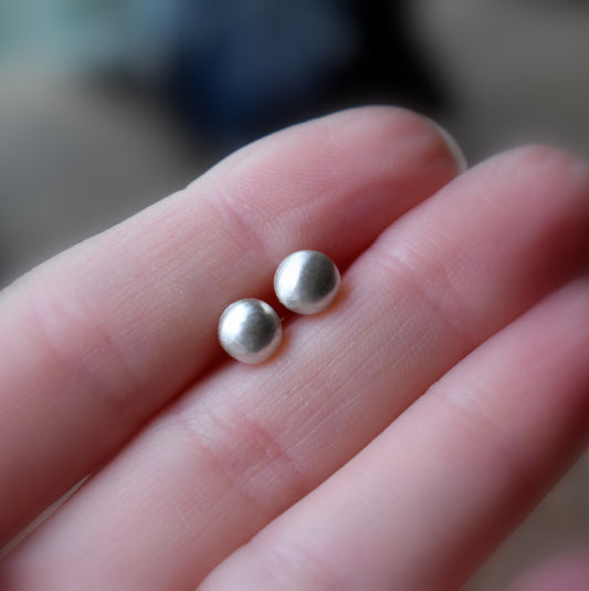Recycled Sterling Silver Pebble Studs